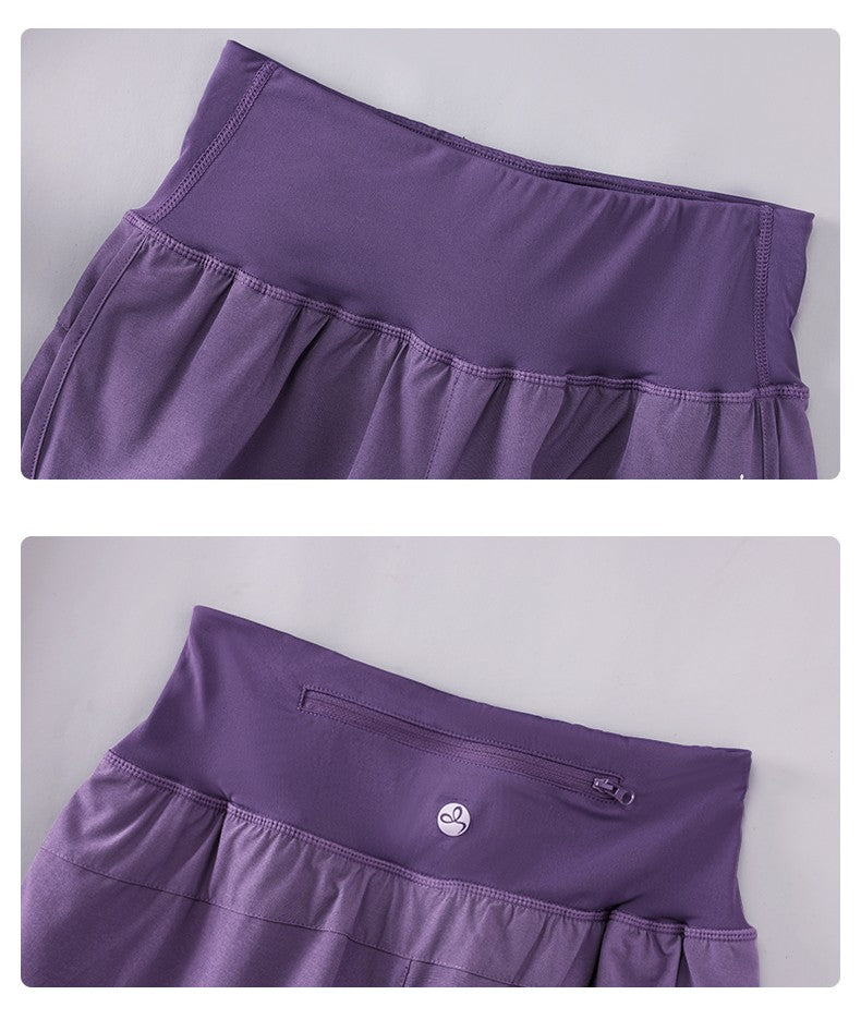 DRUR Knee Length Yoga Pants Summer 2 In 1 Gym Running Shorts Women High Waist Workout Leggings Yogawear Fitness Clothing New