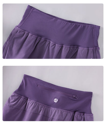 DRUR Knee Length Yoga Pants Summer 2 In 1 Gym Running Shorts Women High Waist Workout Leggings Yogawear Fitness Clothing New