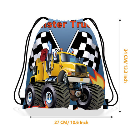 5/10/20/30/40/50pcs Monster Truck Party Favors Racing Truck Party Gift Bag Drawstring Backpacks Truck Birthday Party Decorations