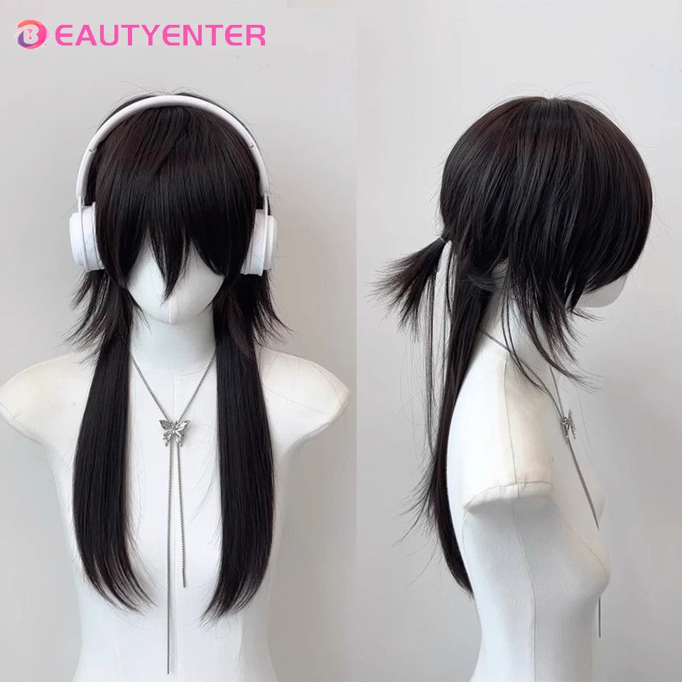 Peruca Curta Mullet Cabeça Sintética Lisa Dourado Preto Fofo Natural Rabo de Lobo Cabelo Masculino e Feminino Peruca para Festa Diária Cosplay
