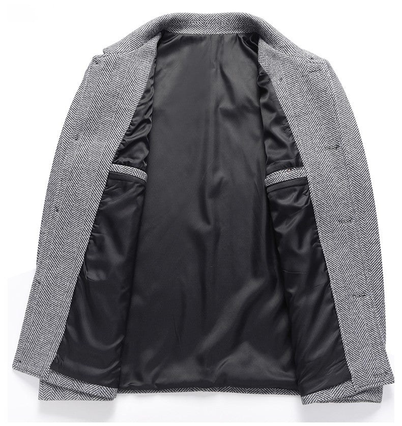 Autumn Winter Woolen Jacket for Men High-quality Casual Business Short Trends Coat Thickened and Warm Social Overcoat 2023