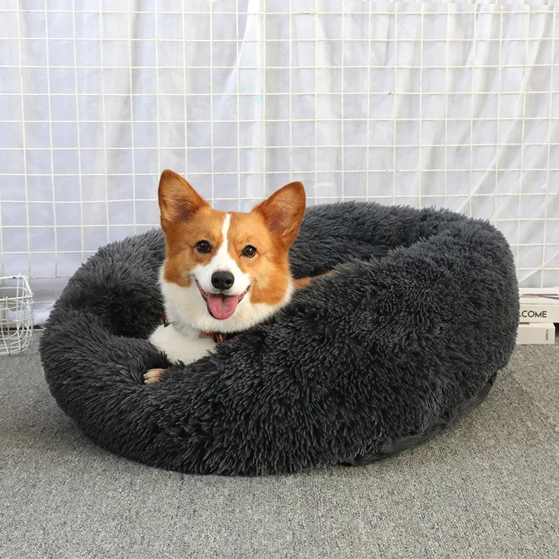 Casa de Cama Redonda para Gatos, Cama Macia de Pelúcia Longa para Cães, Cesta, Produtos para Animais de Estimação, Almofada para Gatos, Tapete para Gatos, Sofá para Dormir, Adequado para o Inverno