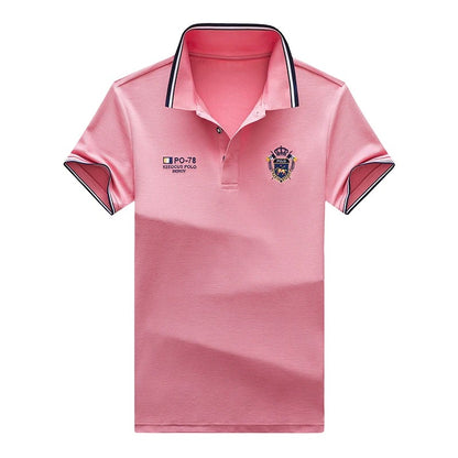 summer Men's Casual Embroidery Short Sleeve Polo Shirt New Fashion Solid Color Top