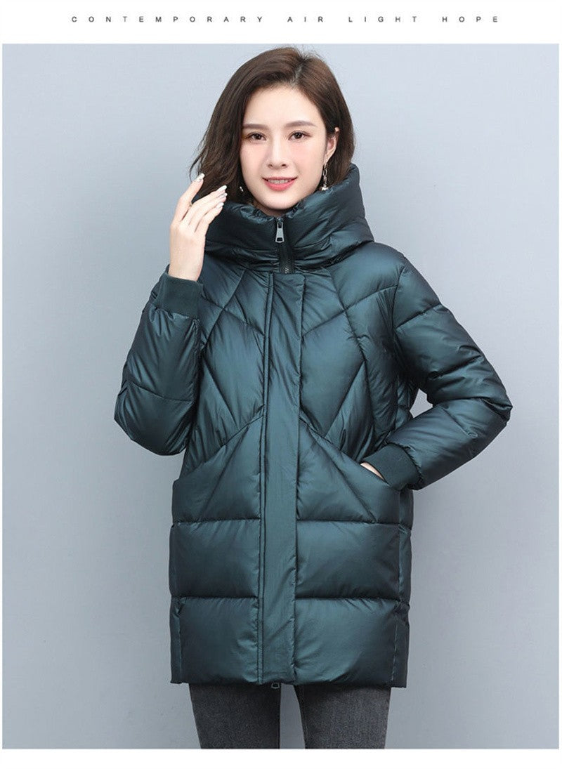 2023 Hooded Cotton Coat Women's Mid-Length Winter Jackets Elegant Mother's Parkas Padded Jacket Thick Down Padded Jacket Vintage