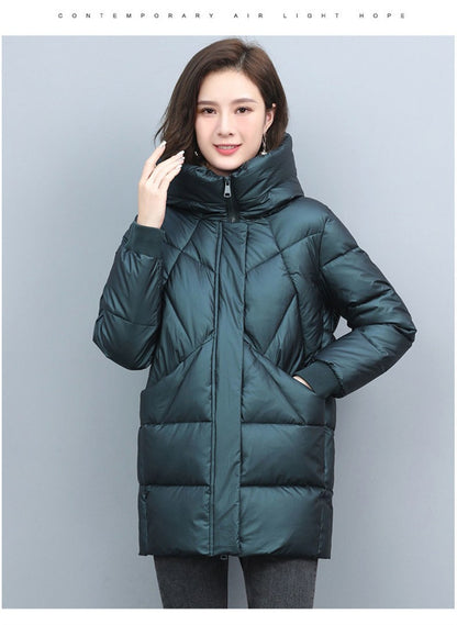 2023 Hooded Cotton Coat Women's Mid-Length Winter Jackets Elegant Mother's Parkas Padded Jacket Thick Down Padded Jacket Vintage