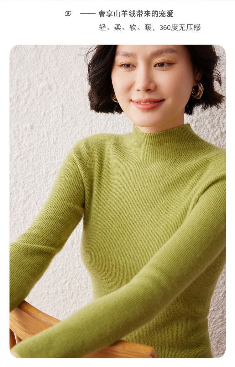 New women's sweater 100% pure cashmere high neck knitted pullover Korean version slim fit hot selling fashionable sweater