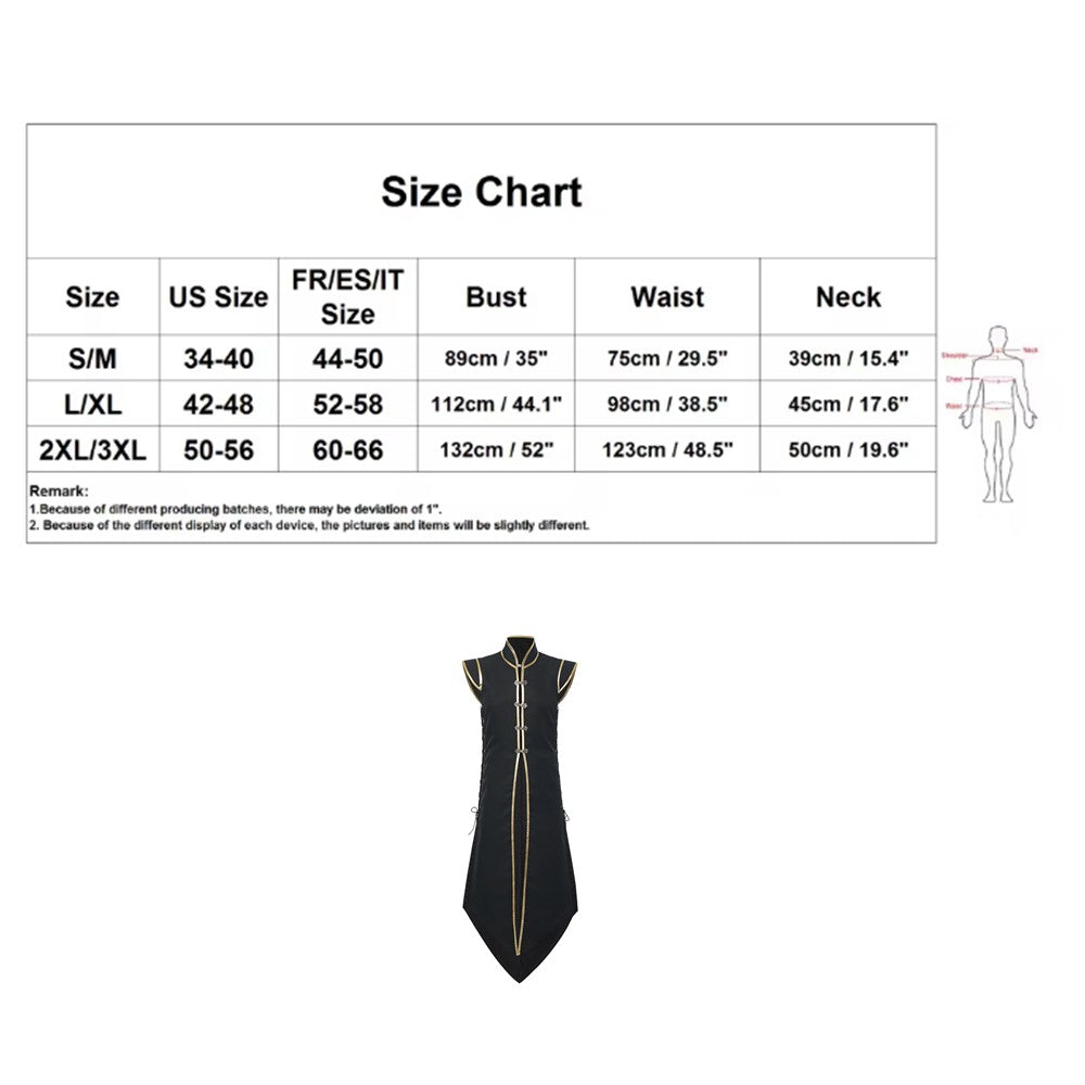 Mens Medieval Viking Vest Colete Vintage Sem Mangas Sobretudo Longo de Cavaleiro Renascentista Fantasia