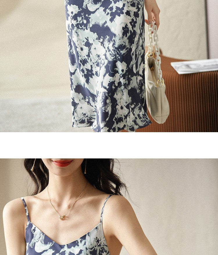 SENTUBILA Midi Print Slip Dresses Women 2025 Spring Summer Korean Fashion Sundre