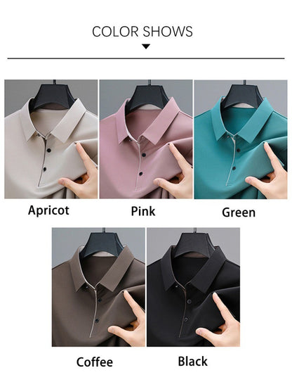 BROWON New Collection 2025 Golf Shirts Mens Short Sleeve Solid Color Turn Down Collar Business Plain Shirt for Man