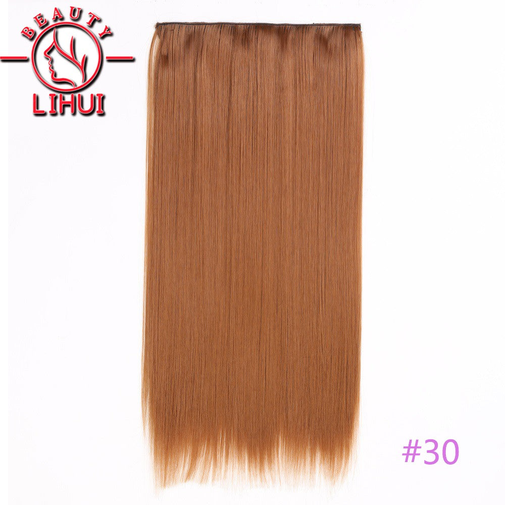 Extensões de cabelo sintéticas com clipe, longas e lisas, com 5 clipes em uma única peça, extensões de cabelo multicoloridas LIHUI