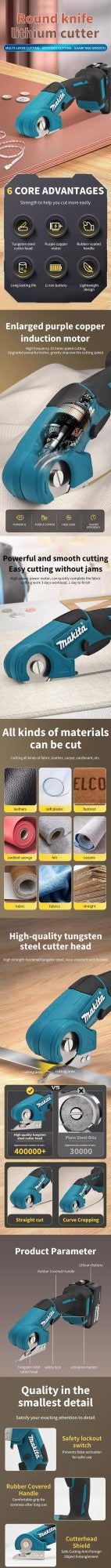 Tesoura Sem Fio para Carpetes Makita Tesoura de Poda Multifuncional Tesoura de Corte Circular para Tecidos Ferramenta Elétrica Para bateria makita 18v