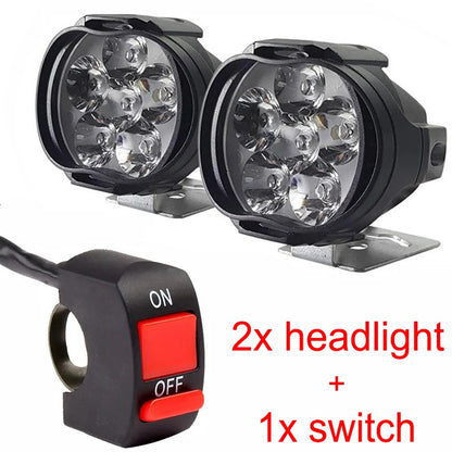 6 LED Motorcycle Auxiliary Headlight Spotlights Work Light High Brightness Waterproof Scooters Autocycle Car Headlight Bulbs