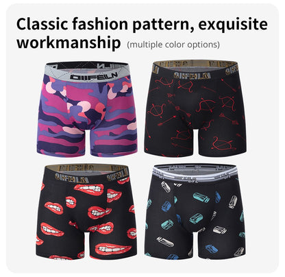 5/7/10 Pcs Men's Long Sports Parent-child Underwear Teenagers To Adults Multi-size Mix And Match Boyshort Elastic Waist Shorts