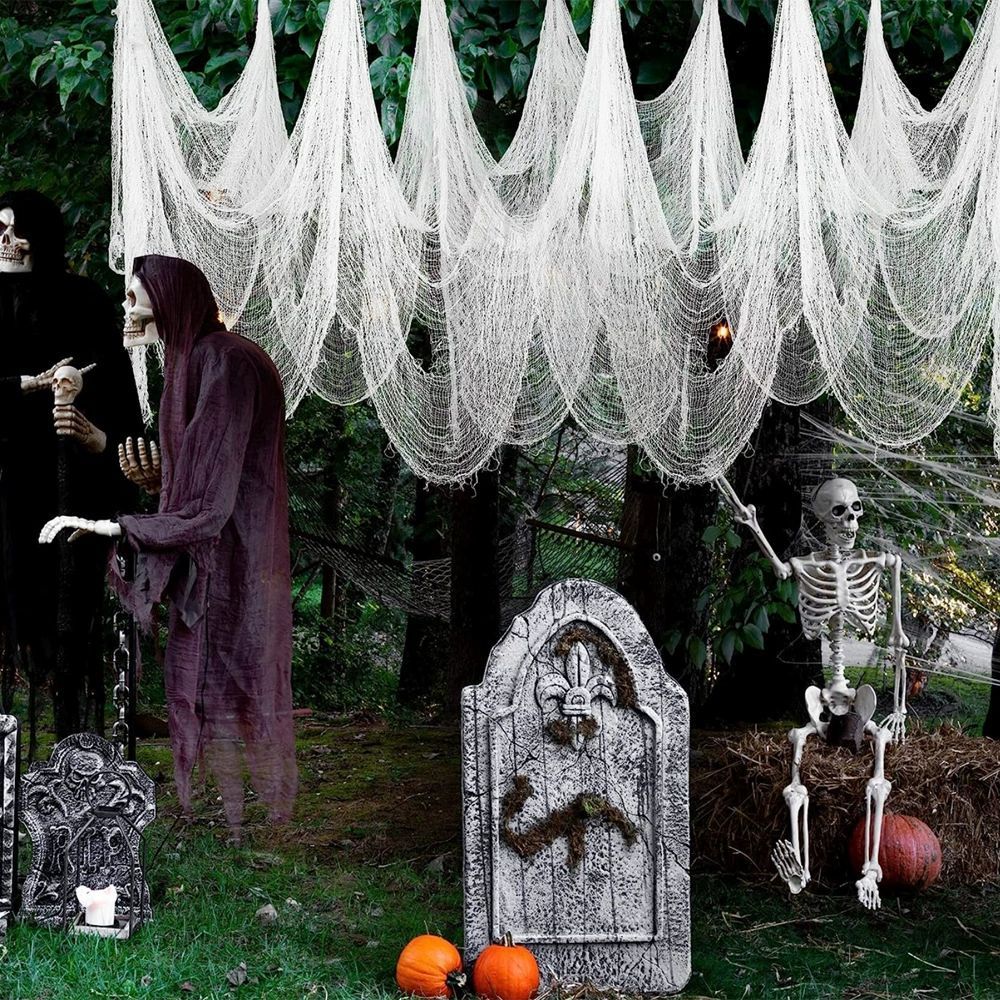 76X183 Cm Black Halloween Gauze Creepy Cloth Black Netting Spider Web Decor Halloween Horror House Party Decoration