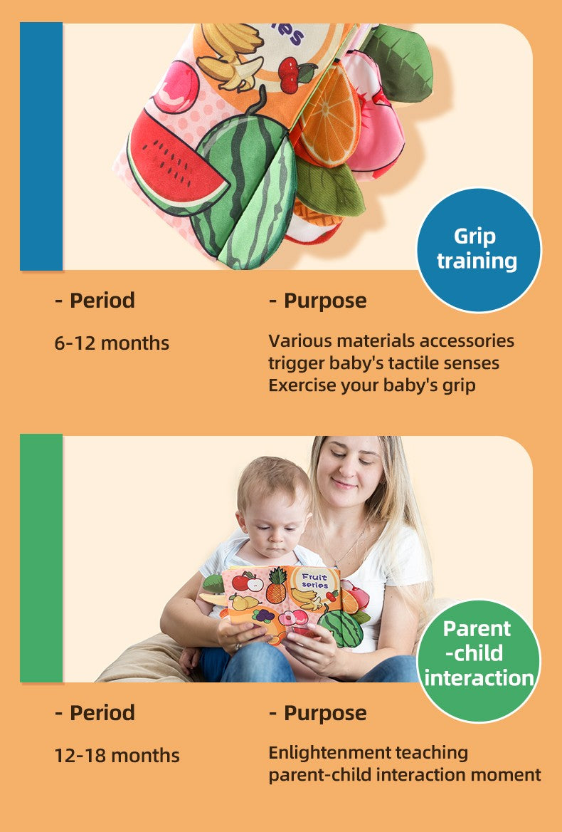 Baby Cloth Book Baby Toys 0-3 Year Old Infant Early Education Toys 6 Pages Cloth Book