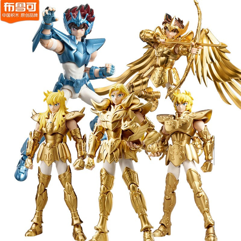 Kit de Bonecos Articulados Saint Seiya Blk Blokees Originais - Touro Pégaso Sagitário Brinquedos de Anime Colecionáveis Montados Presente de Aniversário