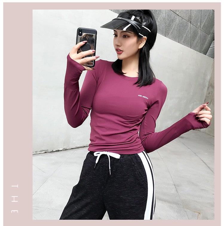 Fitness Tops Women Tight Sports Long Sleeve Yoga Clothing Running Training Clothes Gym Workout Shirt Comfortable Training Cloth