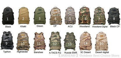 Mochila de Acampamento Esportiva ao Ar Livre Caminhada Trekking Mochila Escolar Viagem Ciclismo Caminhada Grande Capacidade Mochila Tática 3D