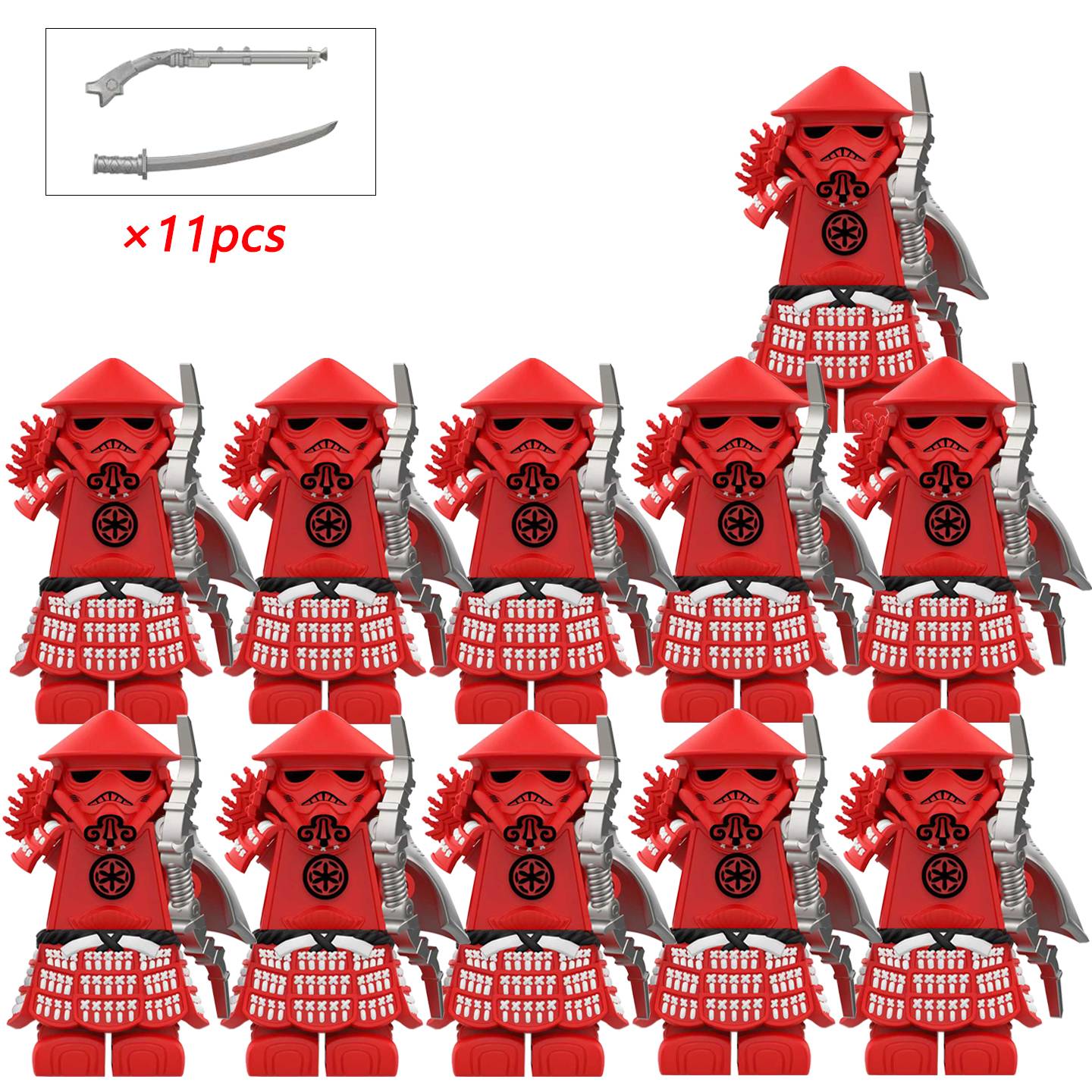 Armadura de Storm Samurai Trooper Soldado Branco Articulado DY325 com Armas (Pistola e Katana) - DY Minifigs