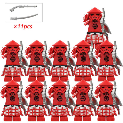 Armadura de Storm Samurai Trooper Soldado Branco Articulado DY325 com Armas (Pistola e Katana) - DY Minifigs