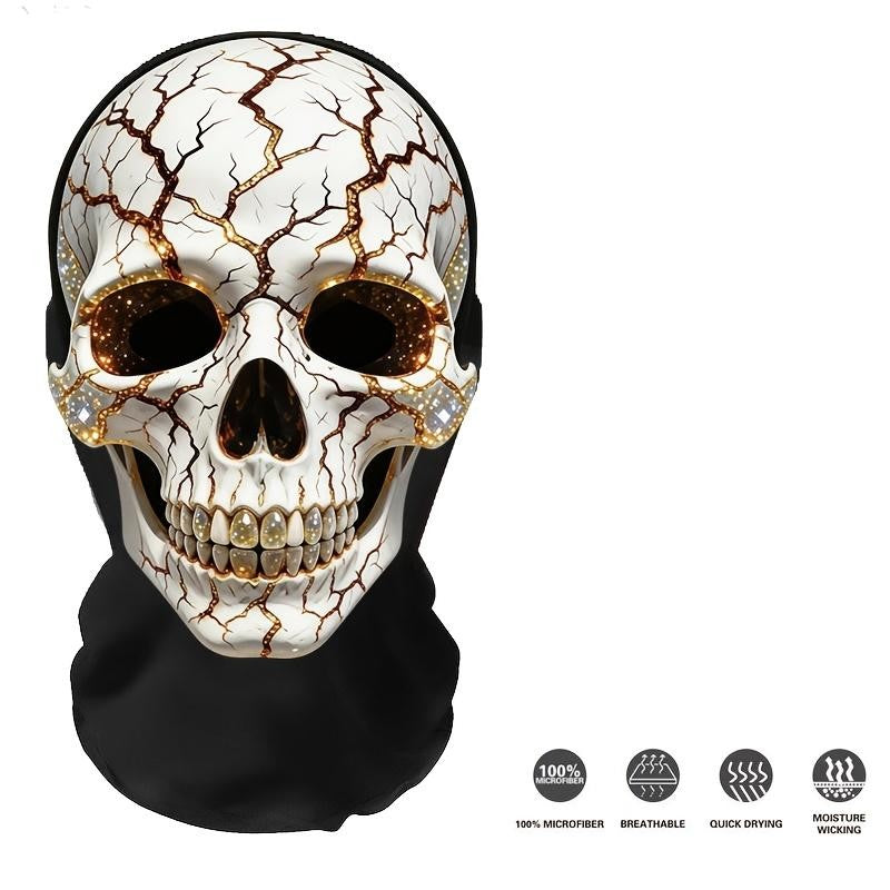Skull Mask with Cracked Starry Eyes — A Quirky Headpiece Perfect for Halloween Cosplay. Also Doubles As A Breathable for Outdoor