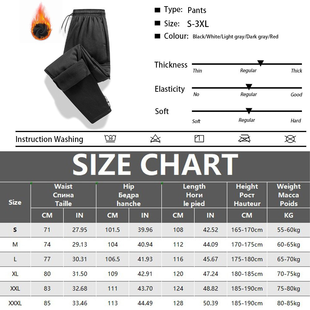 Men's Fleece Lined Casual Sports Long Pants Workwear Drawstring Jogging Pants Casual Multi Pockets Baggy Pants Men's Sweatpant