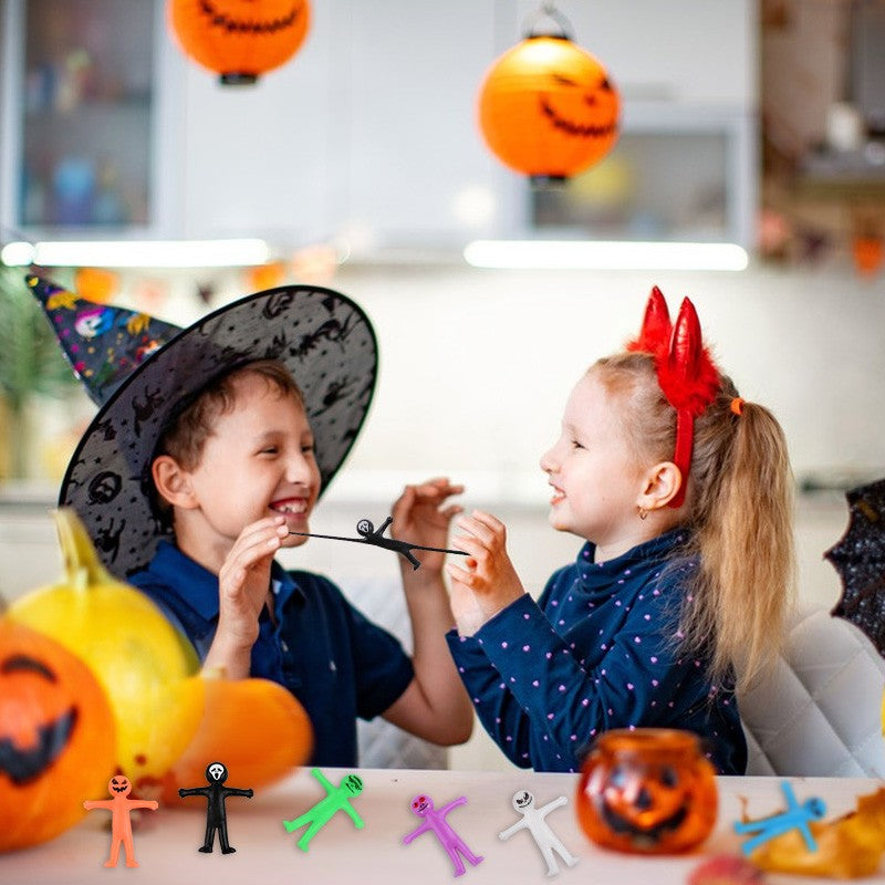 12-36Pcs Funny Little Man Halloween Stretchy Toy Kids Halloween Birthday Party Favors Goodie Bag Trick or Treat Bucket Filler