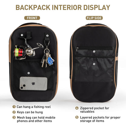 Waterproof Fishing Backpack Brown Multi-purpose Fishing Tackle Bag Fishing Lures Storage Bags Outdoor Cycling Hiking Backpacks