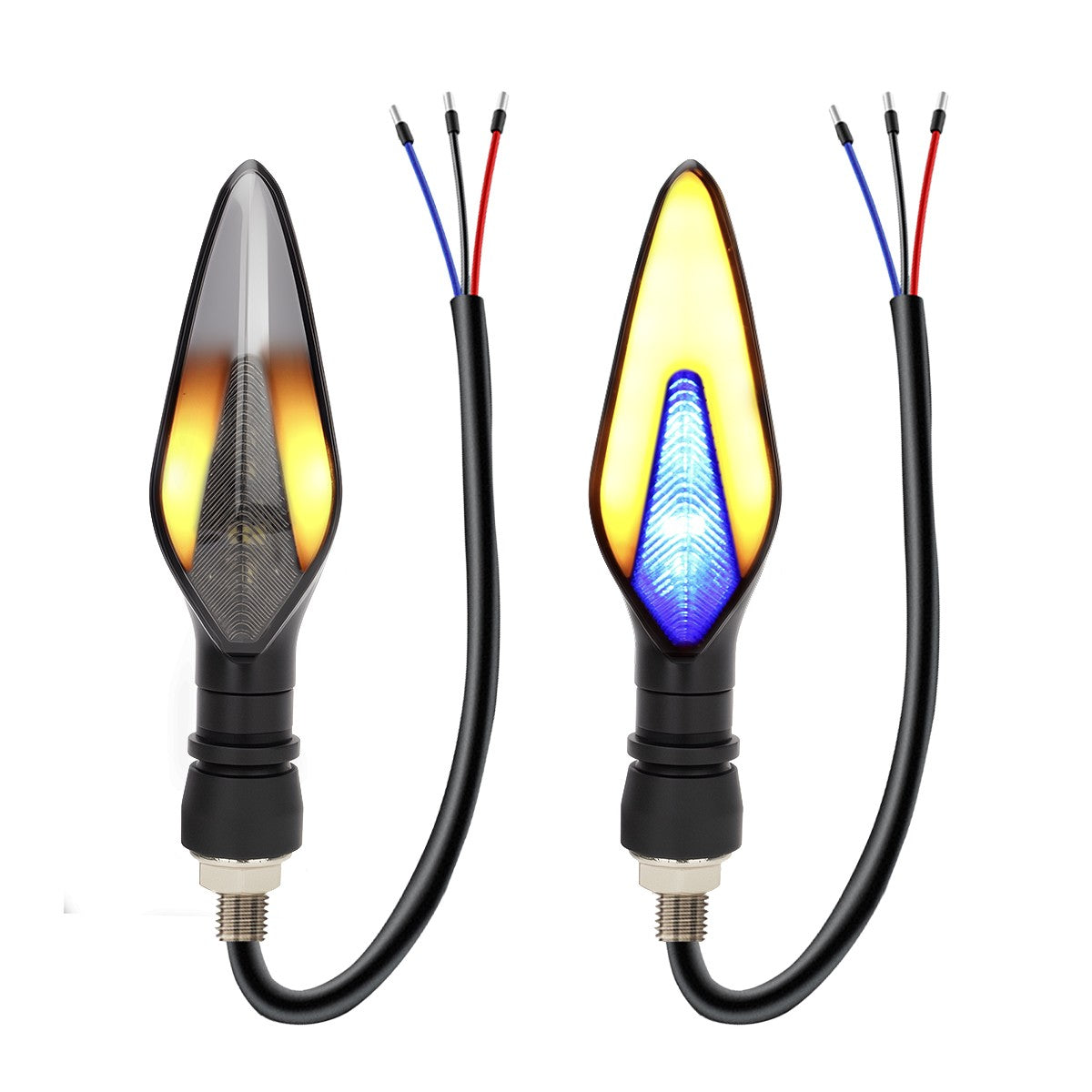 1 par de luzes LED para piscas de motocicleta, branco, amarelo, indicador, fluxo de água, indicador traseiro, pisca-pisca, DRL, luz de circulação diurna