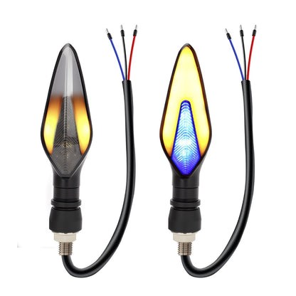 1 par de luzes LED para piscas de motocicleta, branco, amarelo, indicador, fluxo de água, indicador traseiro, pisca-pisca, DRL, luz de circulação diurna