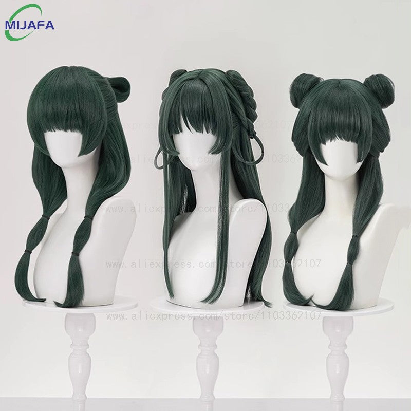 Peruca Cosplay Maomao de Alta Qualidade The Apothecary Diaries Verde Escuro Resistente ao Calor Cabelo Sintético Festa Anime Perucas Mao Mao + Touca de Peruca