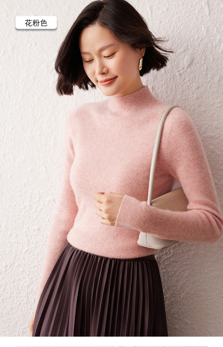 New women's sweater 100% pure cashmere high neck knitted pullover Korean version slim fit hot selling fashionable sweater