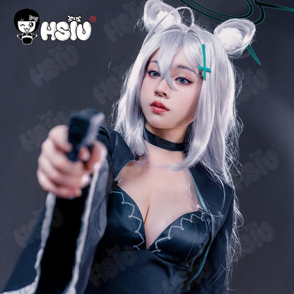Sunaokami Shiroko Cosplay Peruca Fibra sintética de vestuário Peruca de cosplay de Blue Archive?HSIU ?Peruca longa prata acinzentada+Touca de peruca