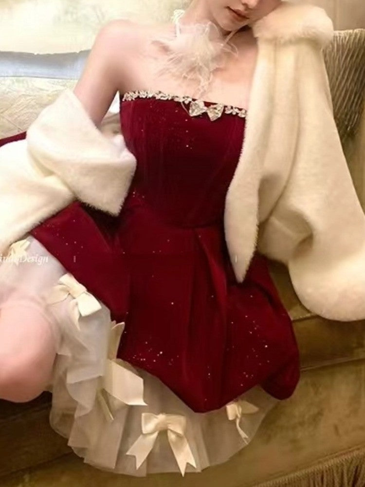 Fashion New Women Vintage Velvet Party Dress Sleeveless Elegant Mesh Patchwork Christmas Short Dress Female Vestidos JJ89