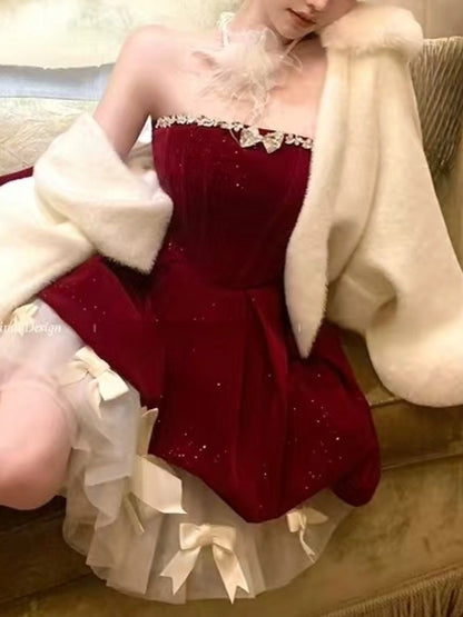 Fashion New Women Vintage Velvet Party Dress Sleeveless Elegant Mesh Patchwork Christmas Short Dress Female Vestidos JJ89