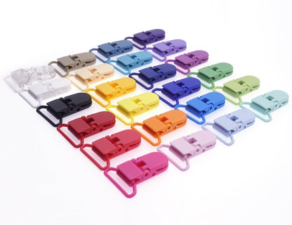 100 Pcs 20 Color Mixed Hot D Shape 25mm Plastic Baby Pacifier Clip Holder Newborn Baby Dummy Soother Bib Toy Chain Gift
