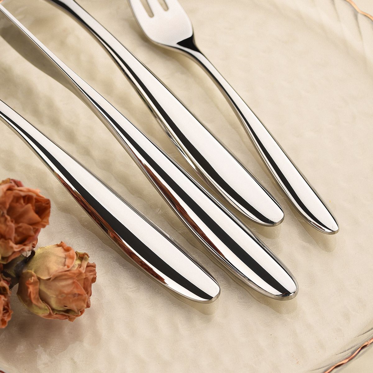 5Pcs 304 stainless steel cutlery set steak knife and fork Hotel restaurant kitchen Home commercial high-end dinnerware