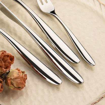 5Pcs 304 stainless steel cutlery set steak knife and fork Hotel restaurant kitchen Home commercial high-end dinnerware