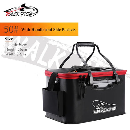 WALK FISH Bolsa de Pesca Espessa Dobrável de EVA Balde de Pesca Portátil Caixa de Peixe Vivo Armazenamento ao Ar Livre Bolsa Impermeável para Acampamento e Caminhada