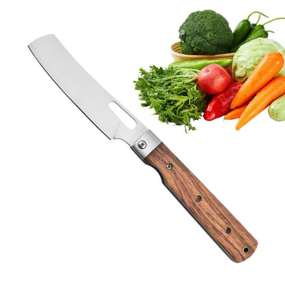 Facas de Cozinha Dobráveis em Aço Inoxidável Facas de Viagem com Cabo de Madeira Cutelo Ferramentas Profissionais para Cozinha Cozinhar Carne