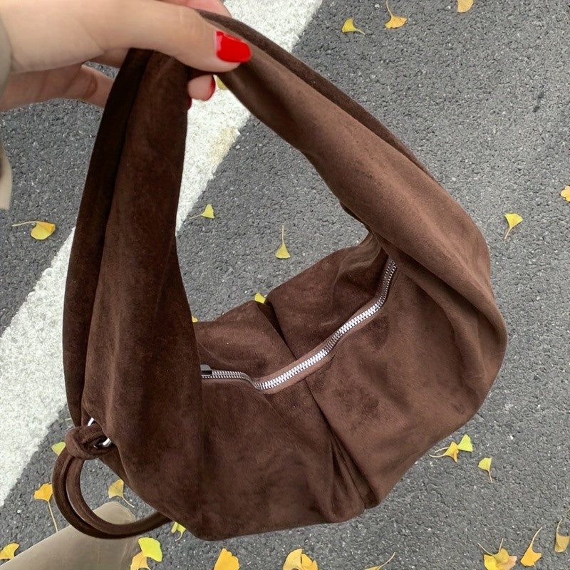 Retro Suede Leopard Print Saddle Bag for Women, Trendy Autumn and Winter Fashion, Underarm Bag, Large Capacity Handbag