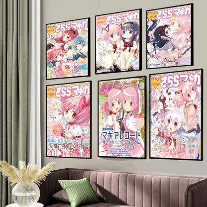 Puella Magi Madoka Magica Poster Anime Posters Sticky HD Quality Wall Art Retro Posters For Home Kawaii Room Decor