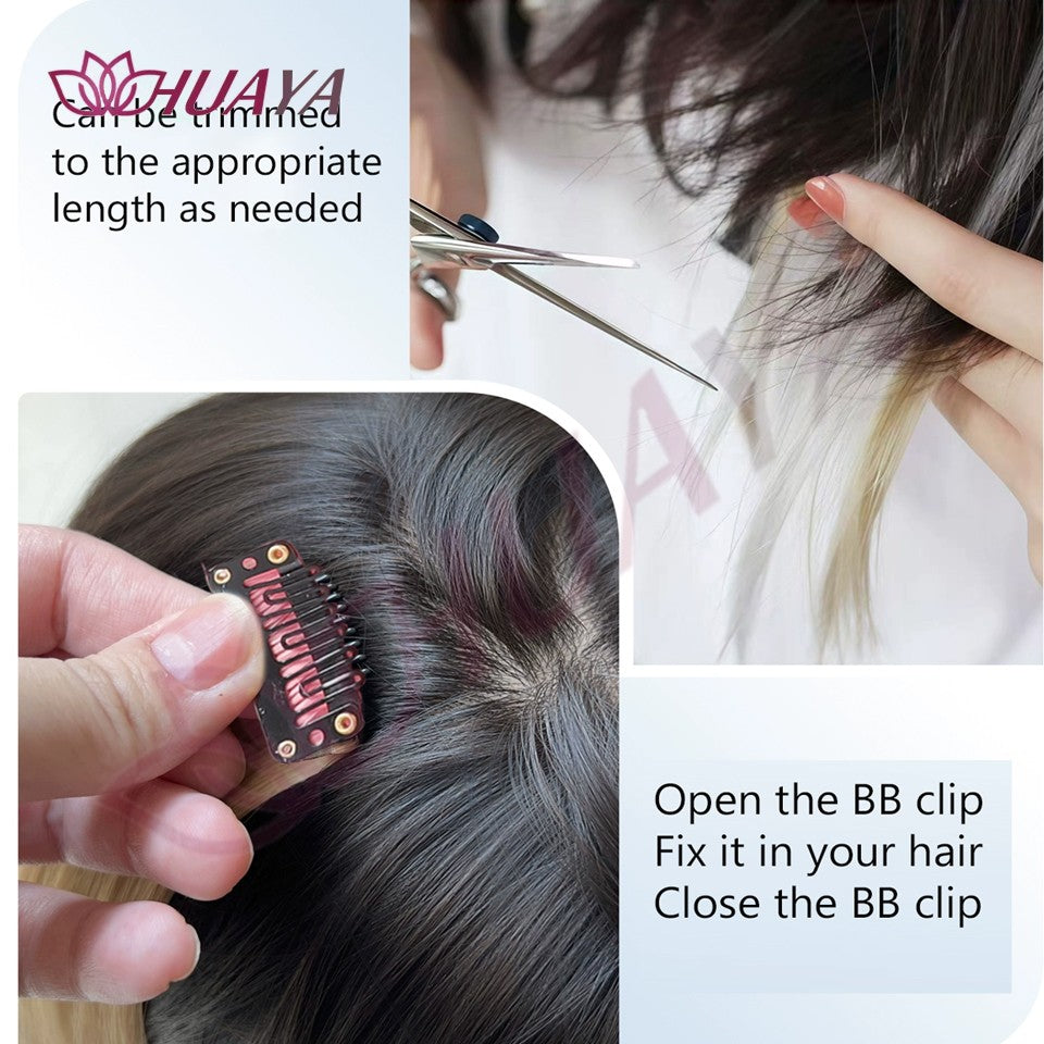Extensões de Cabelo Sintéticas Coloridas de 2 Peças 50cm, Longas Lisas Rosa/Azul/Roxo para Halloween/Natal