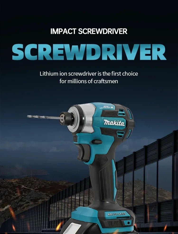 2025 Makita DTD173 bule 18v Brushless Lithium-ion Impact Driver Power Tool Ferramenta Multifuncional, Broca, Ferramenta Elétrica