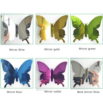 12pcs 3D Butterfly Mirror Wall Sticker Decal Removable DIY Art Party Wedding Decoration Kids Room Home Decor Crystal Sticker