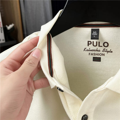 100Cotton High-Quality Men's Polo Shirt Placket Embroid Breathable Long Sleeve Autumn Lapel T-Shirt Business Casual Menswear