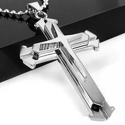 2025 Novo Colar com Pingente Cruz para Homens Simples Legal Zircônia Ouro Preto Corrente de Aço Inoxidável Joia Hip Hop Punk Presente