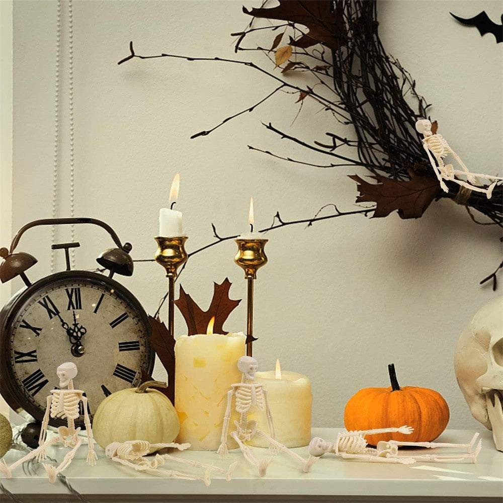 6/12PCS Mini Skeleton Figurines Small Skeletons Halloween Decorations for Craft Haunted House Accessories Party Favors 6 Inch