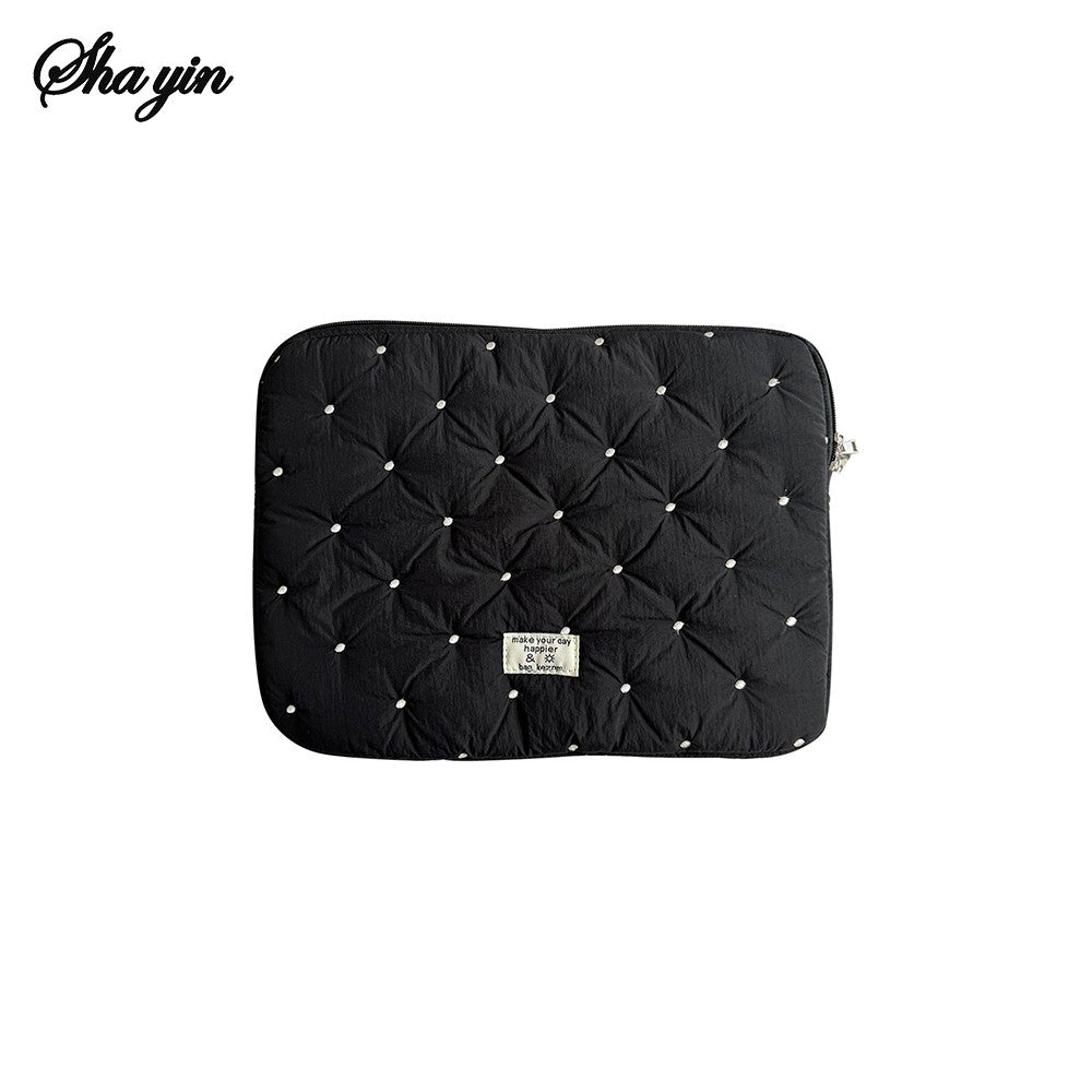 Laptop Sleeve Tablet Case 11 13 15 Inch, Embroidered Dot Pattern Padded Inner Bag for iPad MacBook, Notebook Protective Cover