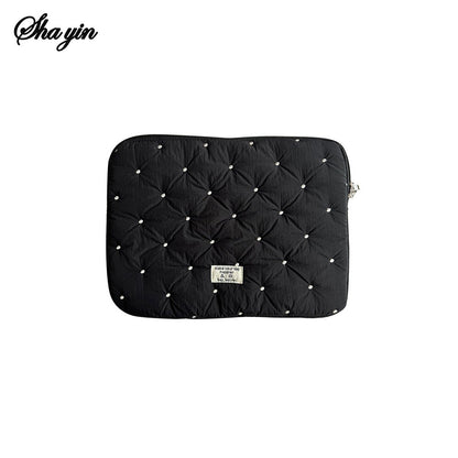 Laptop Sleeve Tablet Case 11 13 15 Inch, Embroidered Dot Pattern Padded Inner Bag for iPad MacBook, Notebook Protective Cover